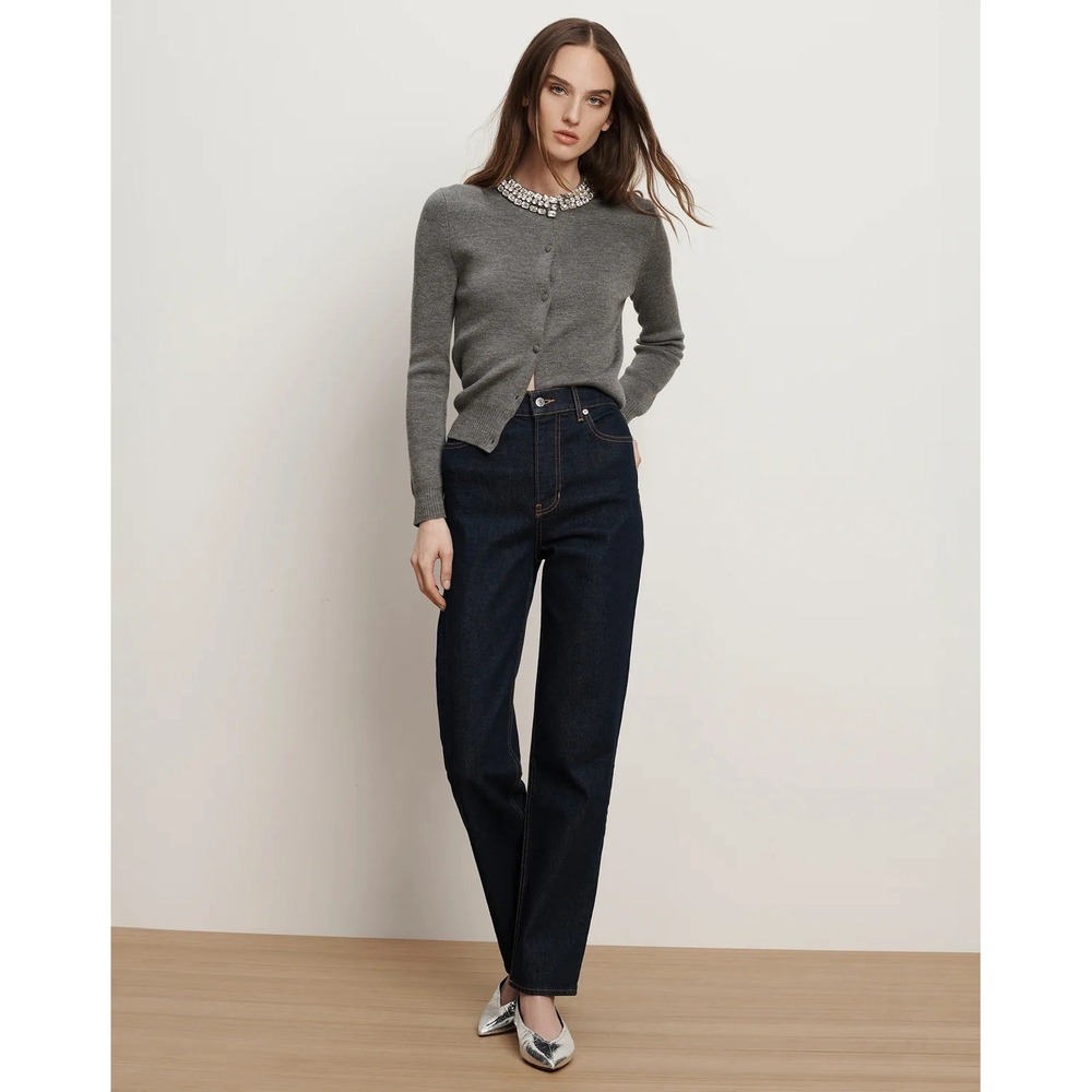 Veronica Beard Leah Dark Wash Mid-rise Straight Leg Jeans Indigo Rinse Size 31